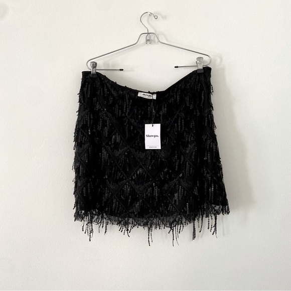 Showpo. Khrizza Sequin Diamond Mesh Black Costume/Party Mini Skirt size 14 - Picture 8 of 11